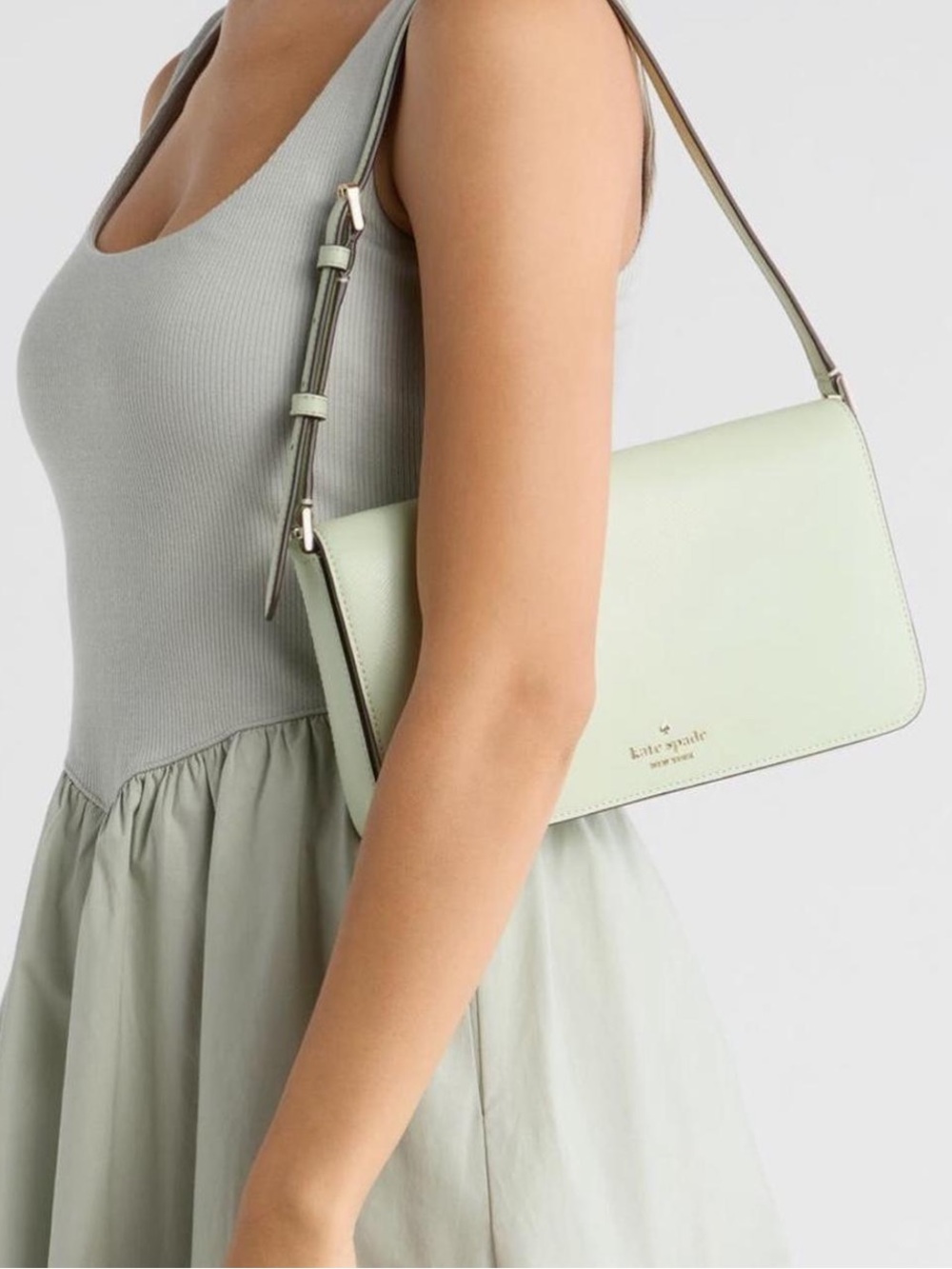 NWT Kate Spade saffiano leather “staci” bag in the color pistachio.